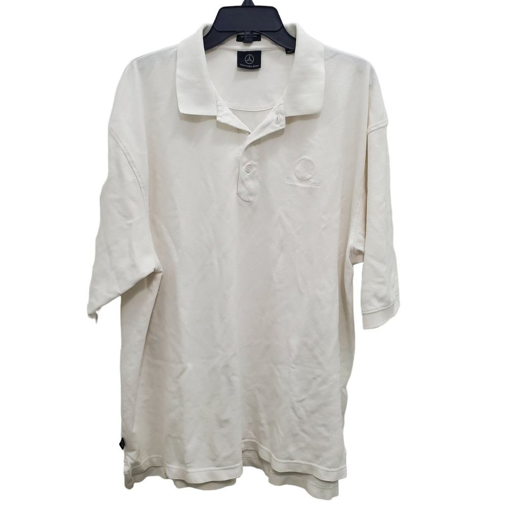 Mercedes-Benz Men's White Supima Cotton‎ Embroidered Short Sleeve Polo Size XL